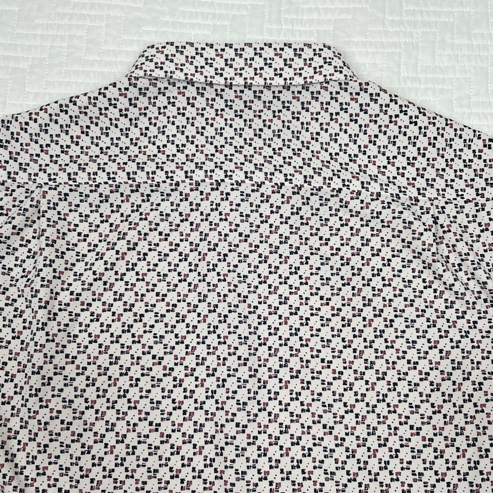 7 Diamonds 4 Way Stretch Geometric White Freedom Train Shirt Mens XL Button Up - Picture 7 of 10